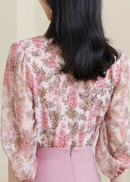Diy Pink Print Chiffon Shirt Bracelet Sleeve