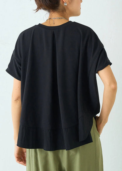Black Oversized Patchwork Cotton Tanks Summer