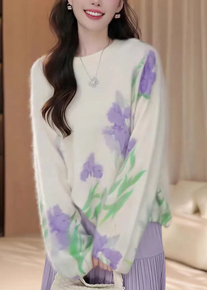 French Beige O Neck Knit Sweater Tops Fall