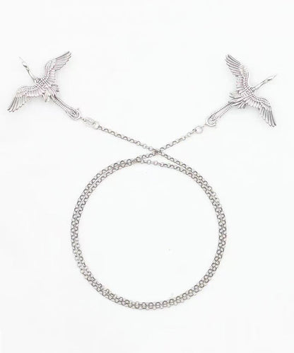 Boutique Silk Sterling Silver Crane Brooches