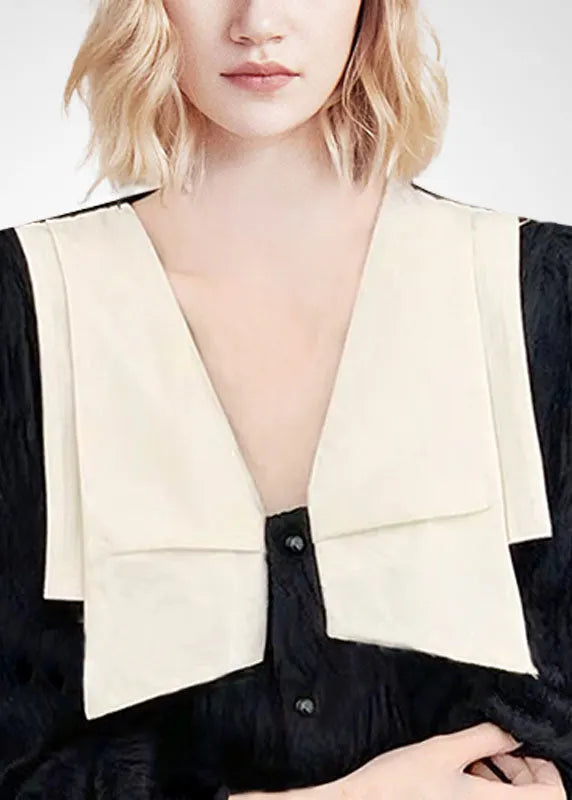 Black Peter Pan Collar Patchwork Original Design Blouses Spring