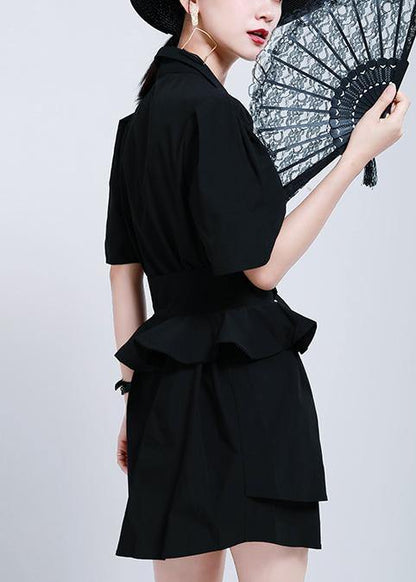 Organic Black Peter Pan Collar Summer Cotton Dress