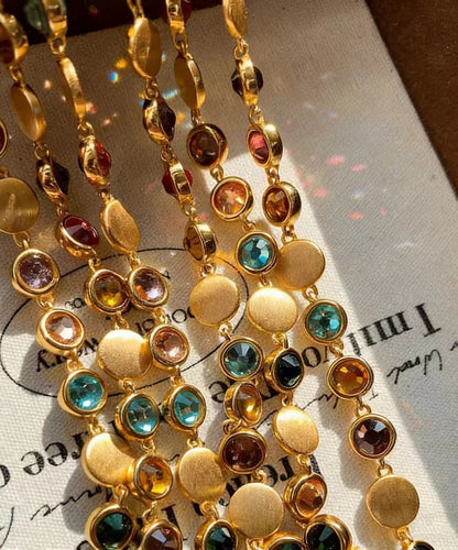 Golden Multicolored Gem Stone Necklace