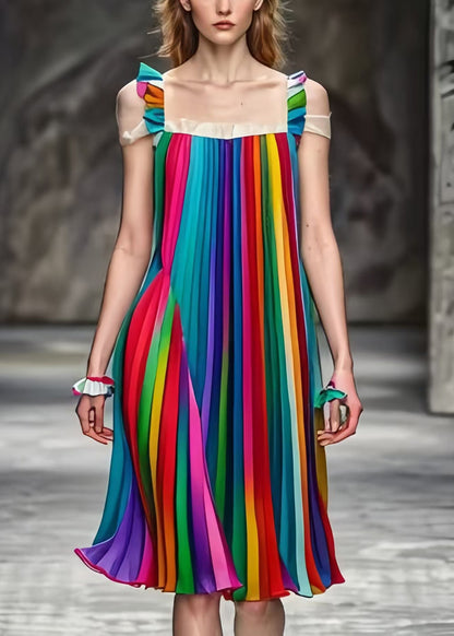 Rainbow Oversized Wrinkled Cami Dress Summer