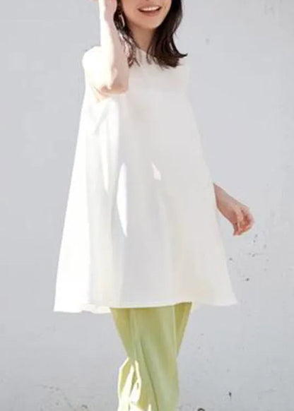 Loose White O-neck Cotton T Shirt Summer