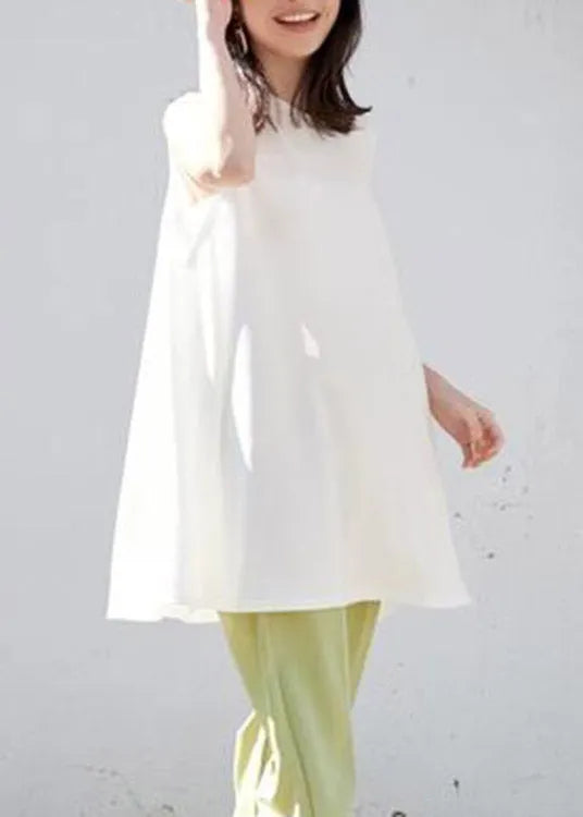 Loose White O-neck Cotton T Shirt Summer