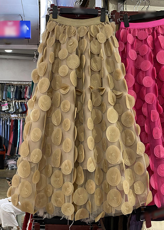 Khaki Tulle Maxi Skirt Spring