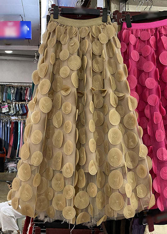 Khaki Tulle Maxi Skirt Spring