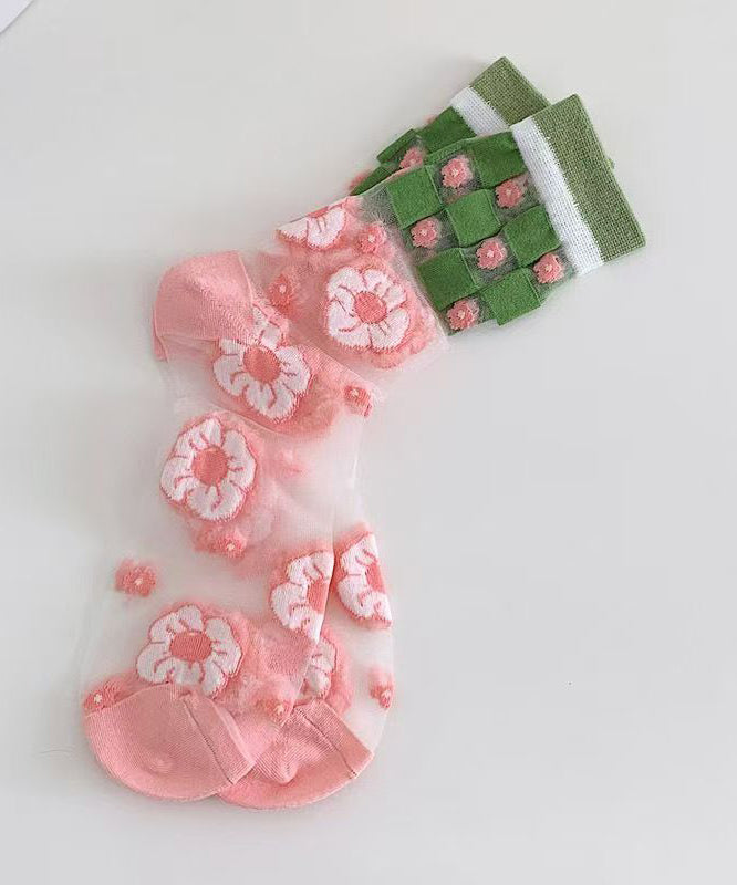 Diy Jacquard Sheer Mesh Mid Calf Socks