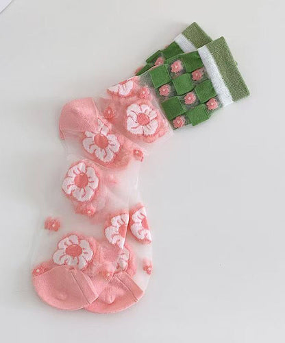 Diy Jacquard Sheer Mesh Mid Calf Socks