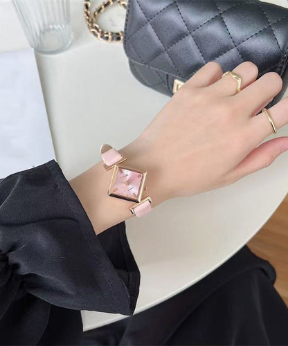 Pink Leather Diamond Shaped Watch
