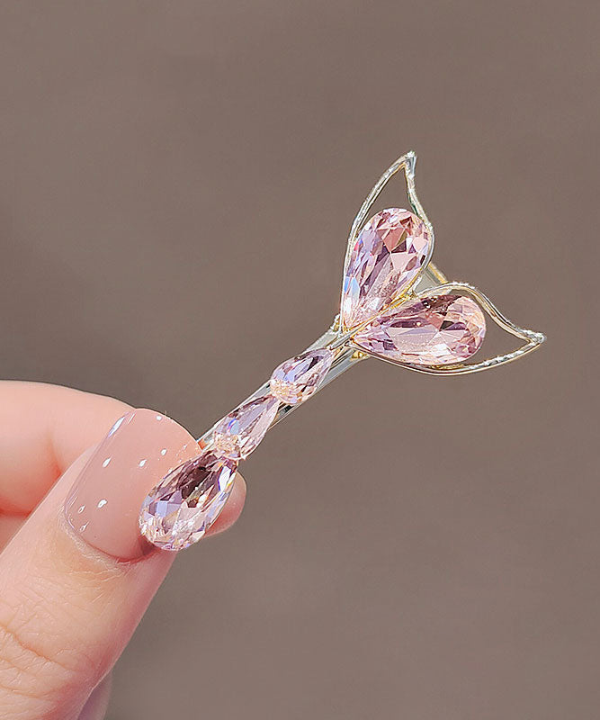 Pink Crystal Fish Tail Duckbilled Hairpin