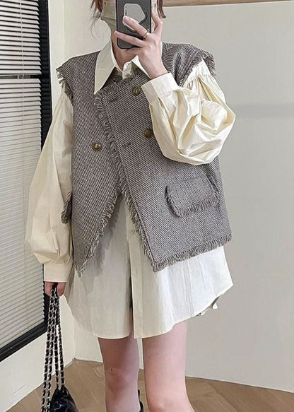 Yellow Peter Pan Collar Button Shirt Top Long Sleeve