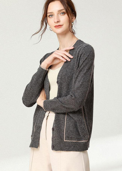 Black Knit Button Long Sleeve Cardigan