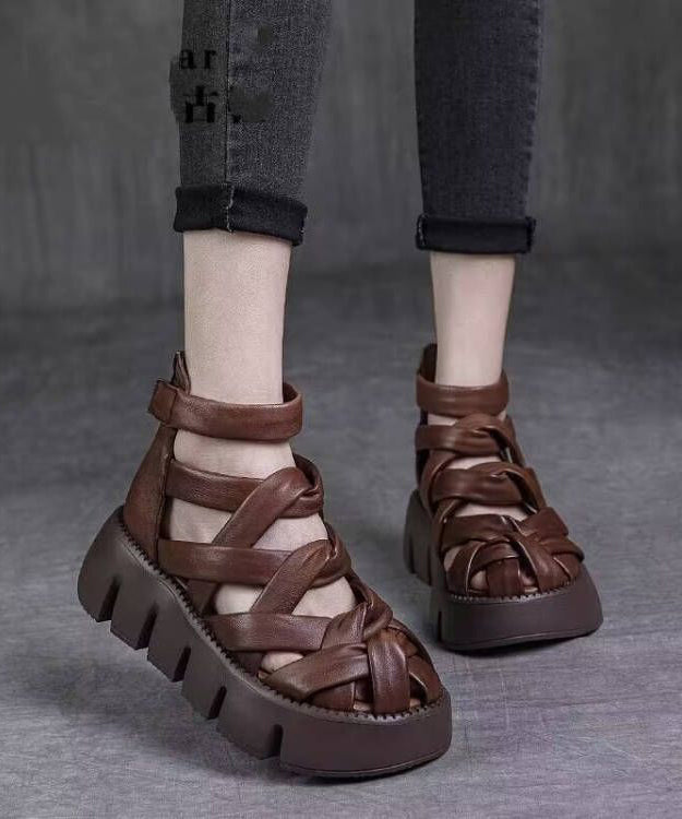 Summer New Black Hollow Out Roman Sandals