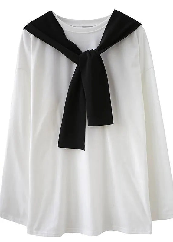Classy White Shirts O Neck Side Open Loose Spring Blouse