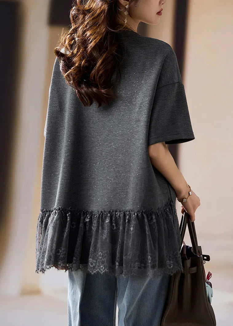 Grey Oversized Nail Bead Cotton Tank Summer