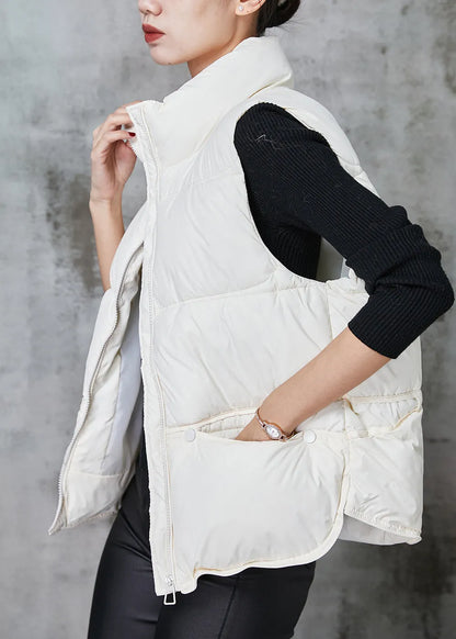 White Zip Up Warm Duck Down Vests Spring
