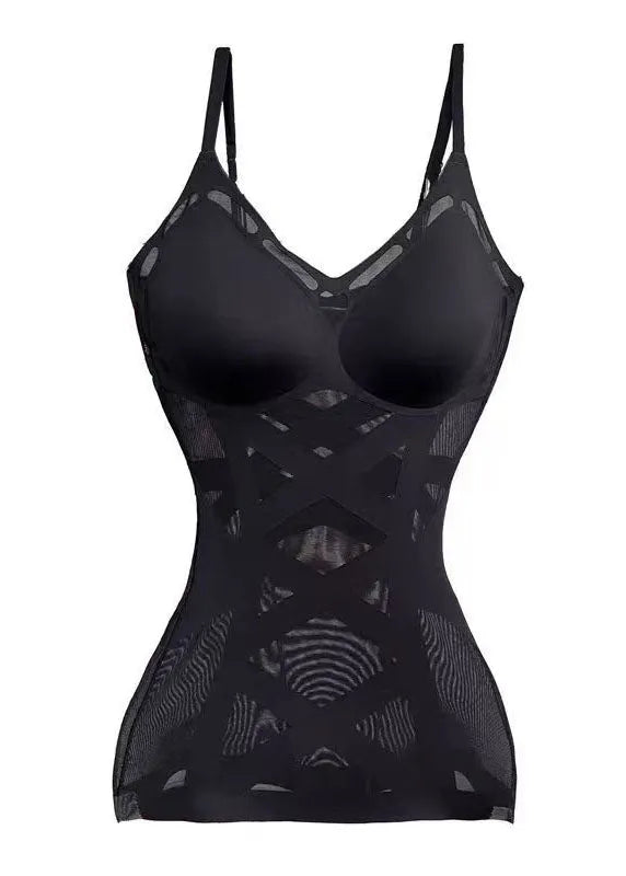 Slim Fit Black Backless Tulle Spaghetti Strap Tank Summer