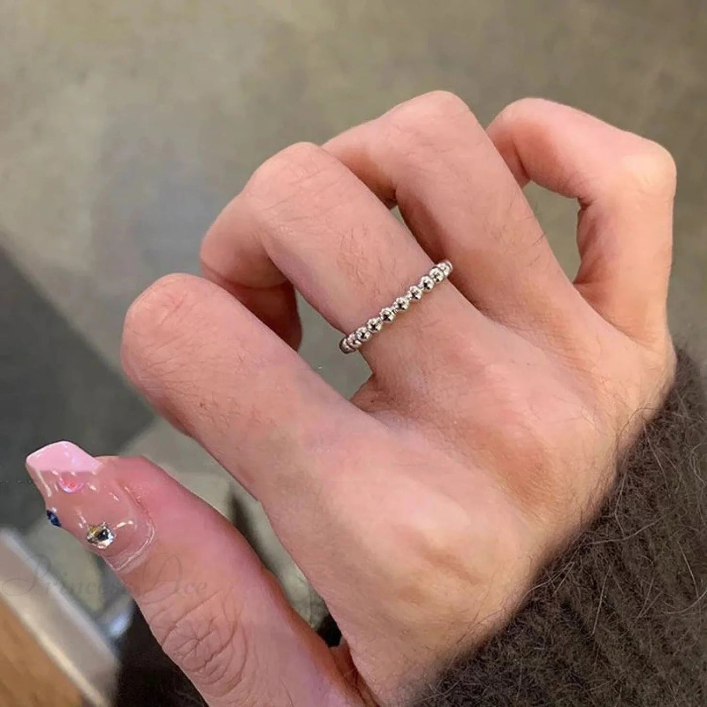 Rebel Cord Glittering Dark Ring
