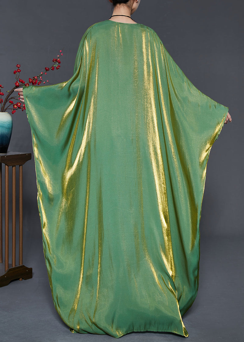 French Lake Green Oversized Silk Cardigans Batwing Sleeve