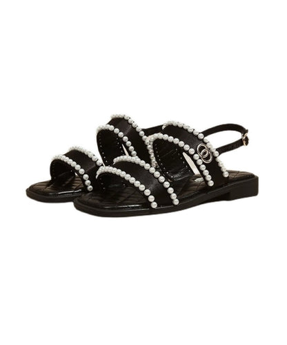 Black Nail Bead Splicing Best Sandals for Walking Peep Toe