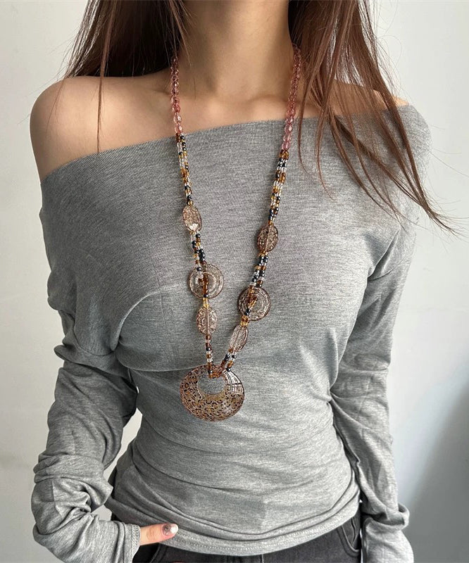 Leopard Oval Beading Pendant Necklace