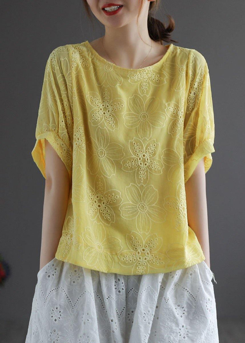 Blue Embroideried Summer Blouses Half Sleeve