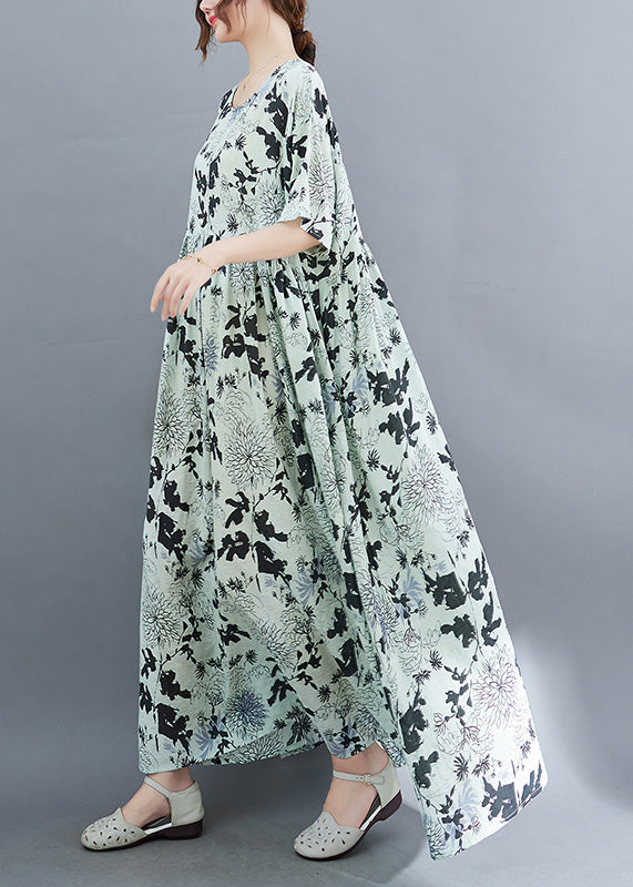 Diy Print Wrinkled Cozy Holiday Long Dress Summer