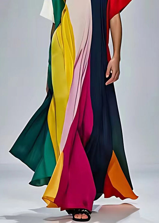 White V Neck Asymmetrical Design Silk Robe Dresses Summer