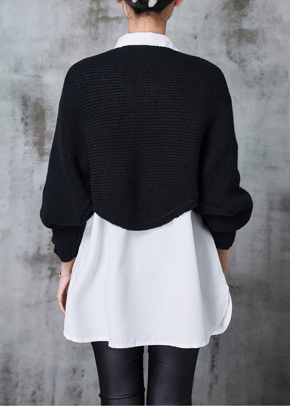French Black Asymmetrical Design Knit Two Piece Set Clothing Spring