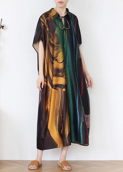 Diy Green Print Tie Mid Summer Chiffon Dress