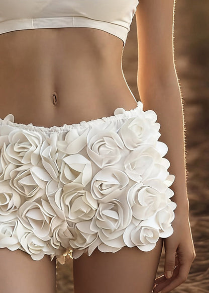 French White High Waist Tulle Hot Pants Summer