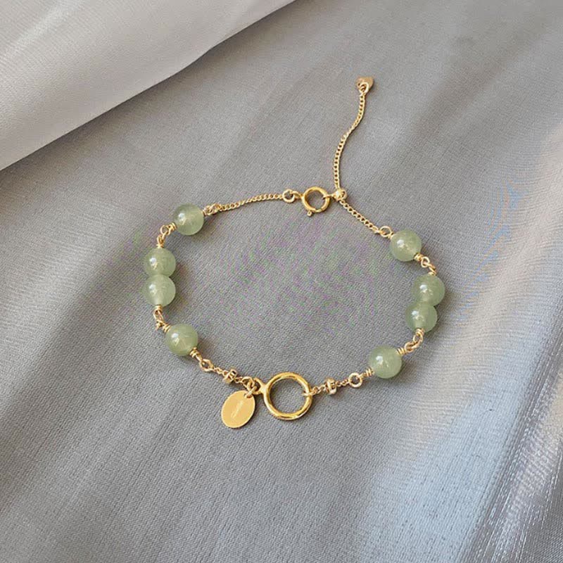 Buddha Stones Unique Natural Hetian Jade 14k Gold Filled Luck Beaded Bracelet