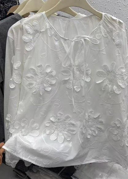 Original Design White O-neck Top Fall