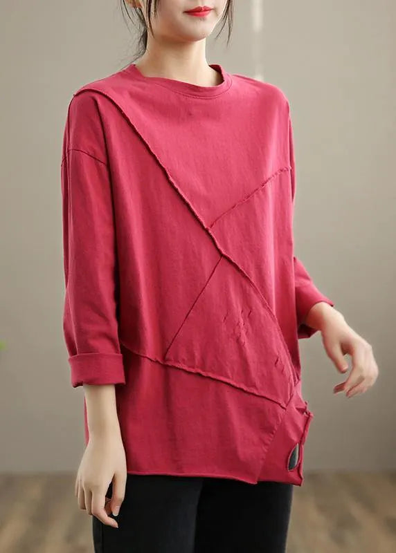 Italian O Neck Hole Spring Tops Blouses Cotton White Tops