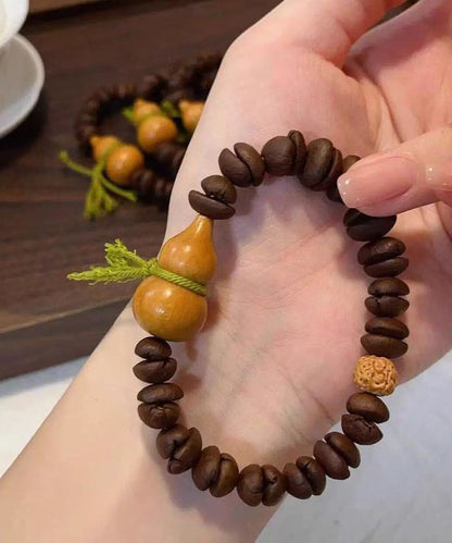 Coffee Weave Buddha Bead Gourd Chain Bracelet