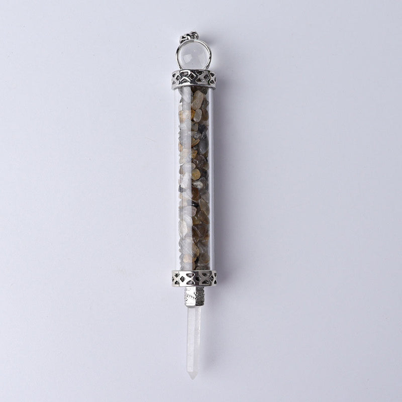 5 Inch Crystal Pendant Filled With Healing Chips