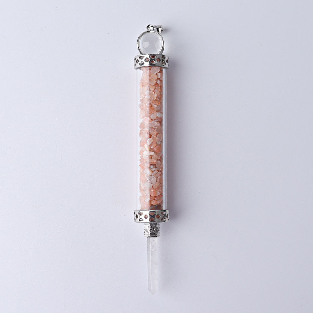 5 Inch Crystal Pendant Filled With Healing Chips