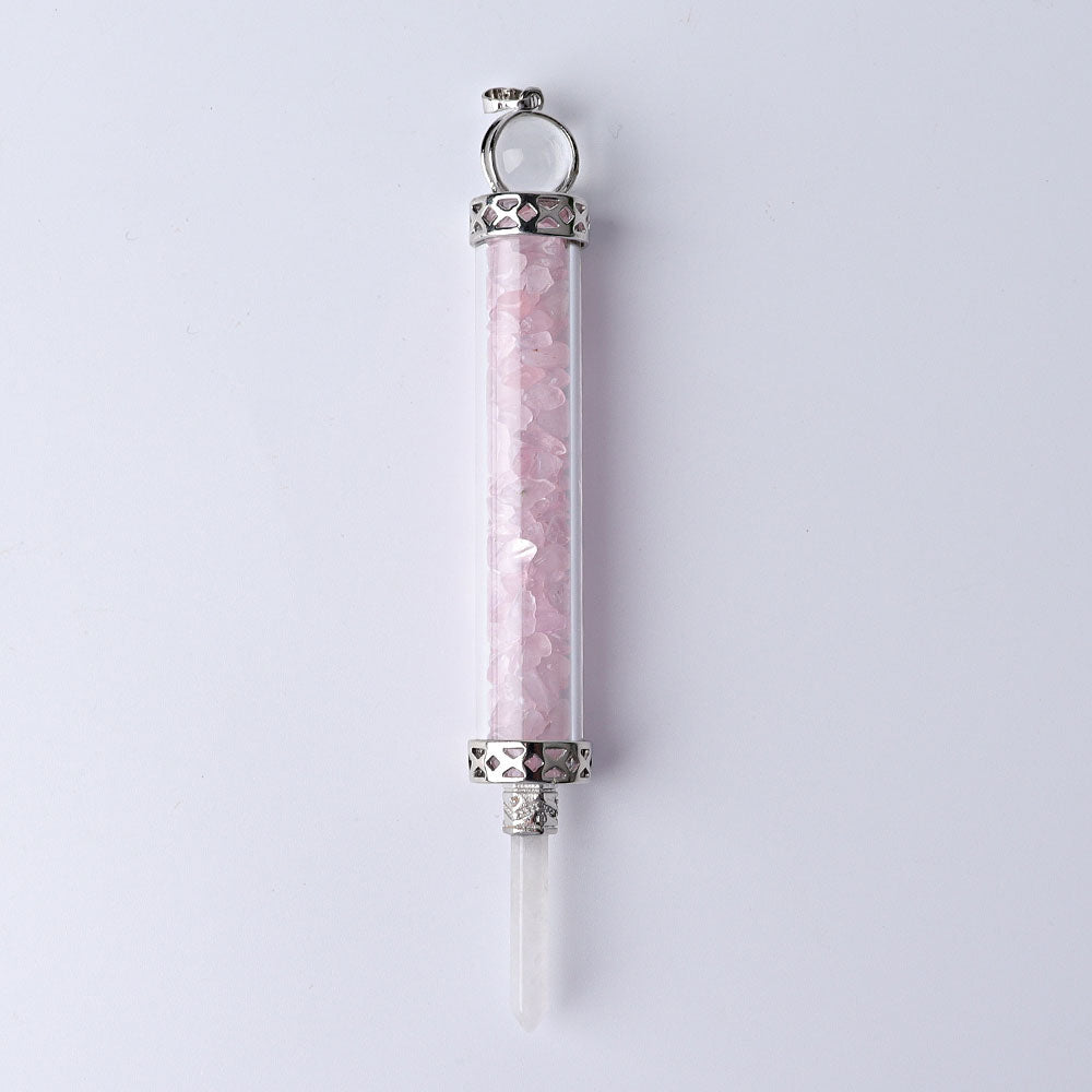 5 Inch Crystal Pendant Filled With Healing Chips