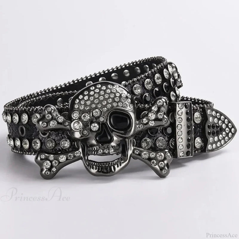 Rebellious Dark Skull Diamond Rhinestone Belt