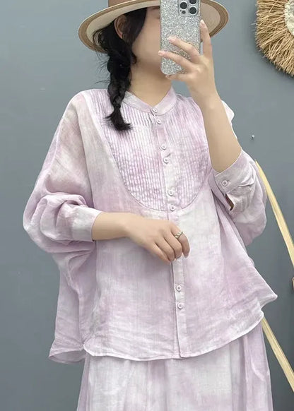 Italian Apricot Oversized Wrinkled Linen Upf 50+shirt Summer