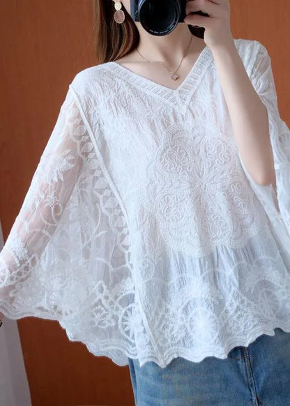 Pink Asymmetrical Design Summer Lace Top