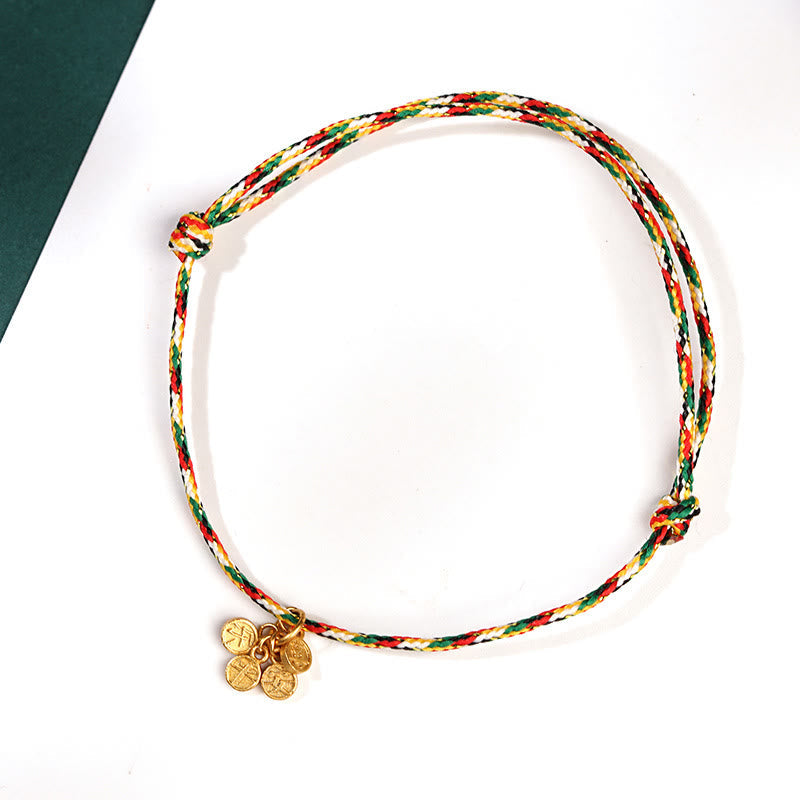 Buddha Stones Auspicious Fu Character Peace and Joy Luck Handmade Multicolored Child Adult Bracelet