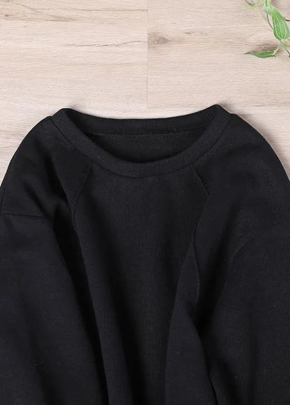 Modern Black Loose Sweatshirts Top