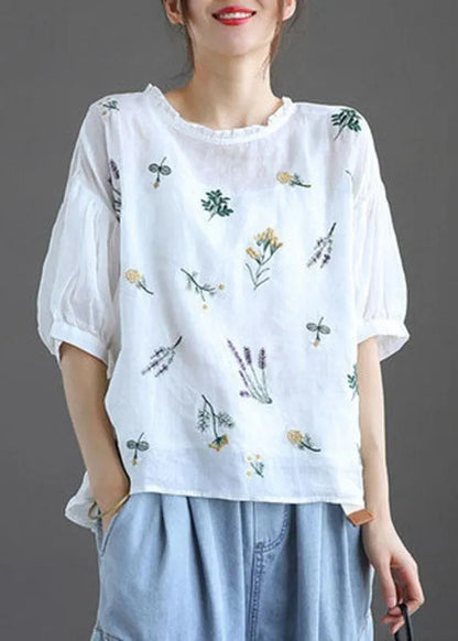 Modern Print Regular Embroideried Summer Half Sleeve