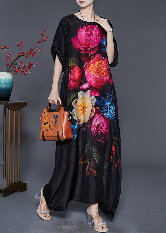 Red Oversized Silk Maxi Dress Spring