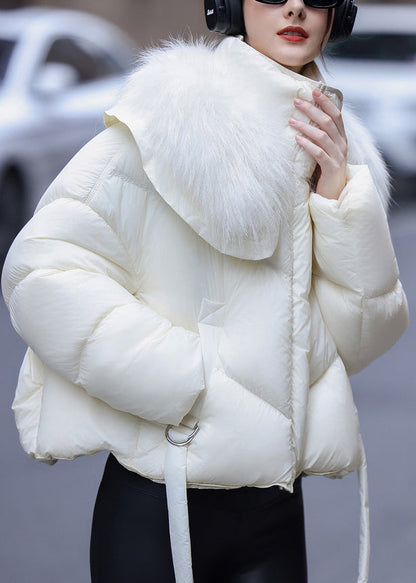Boutique Grey Raccoon Hair Collar Duck Down Down Coat Winter