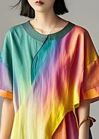 Rainbow Tie Dye Cotton Robe Dresses Summer