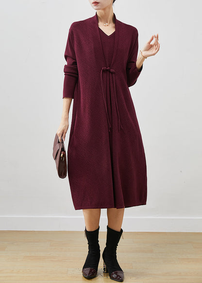 Mulberry Oversized Patchwork Knit Long Dresses Spring